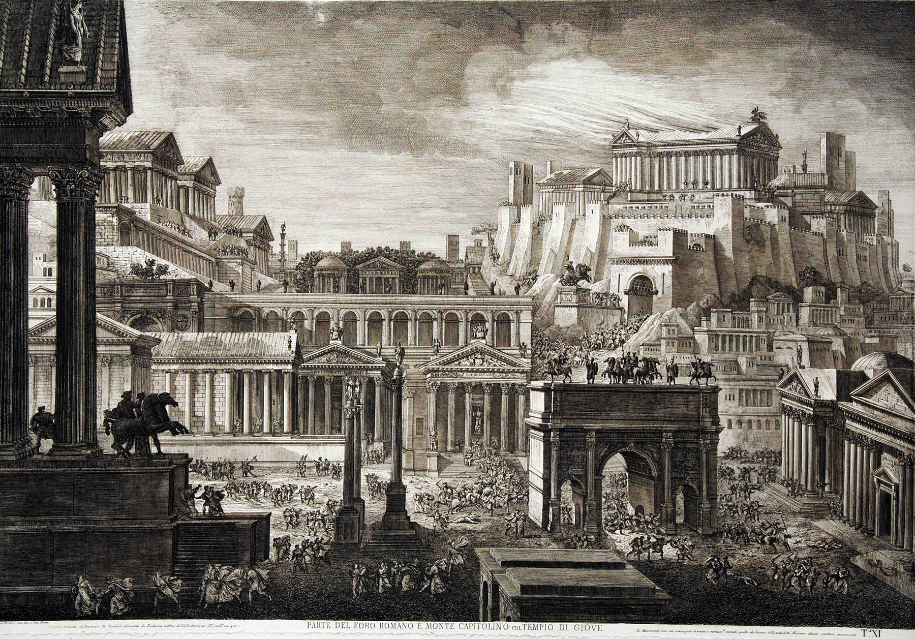 Luigi Rossini, Reconstitution d'une partie du forum avec le Mont du Capitole et le Temple de Jupiter